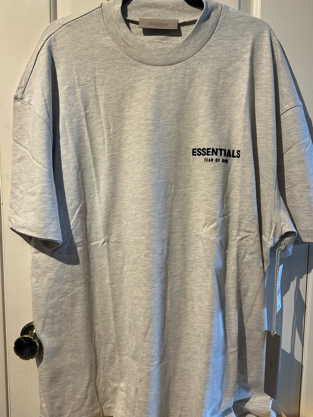 ESSENTIALS Light Gray Short Sleeve Logo Tee - Men